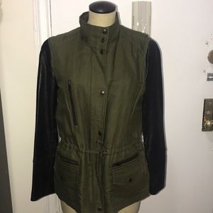 Club Monaco leather sleeve field jacket